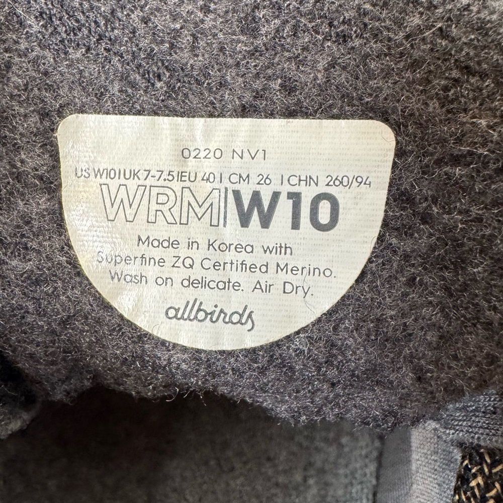 Allbirds | Women's Merino Wool Runners, Dark Grey‎ Sz. 10 - Picture 9 of 9